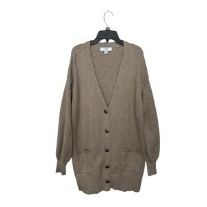 Magaschoni | Button Front V-Neck Front Cardigan Camel Size M